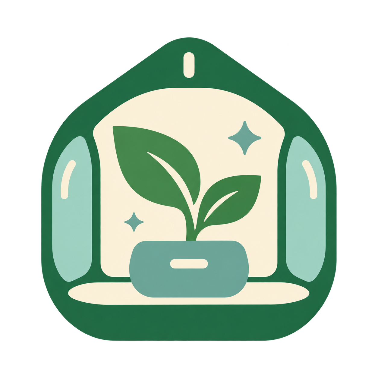 Tiny Eden Guide leaf-and-home site mark